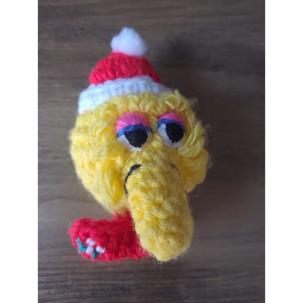 Set 4 Sesame Street Crocheted Ornaments Cookie Monster Miss Piggy Oscar Big Bird